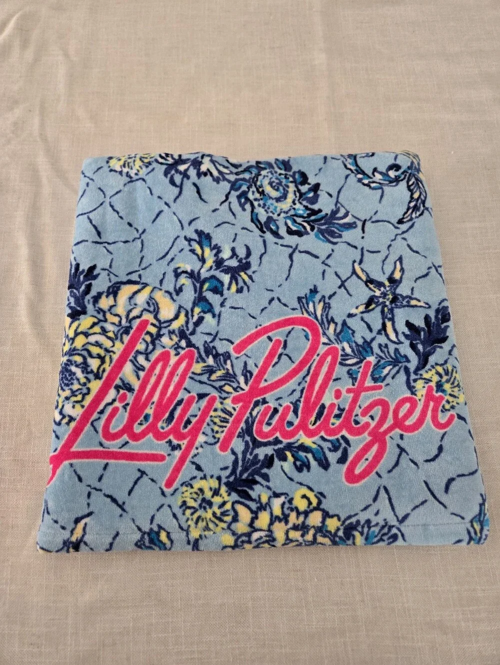NWT Lilly Pulitzer Blue Floral Logo Towel